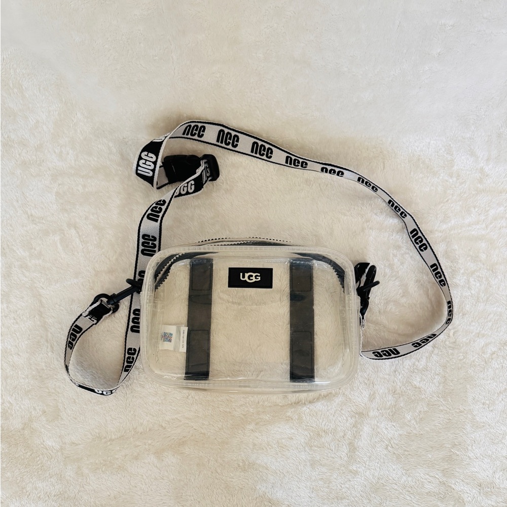 UGG Transparent Crossbody Bag with Black and White Strap